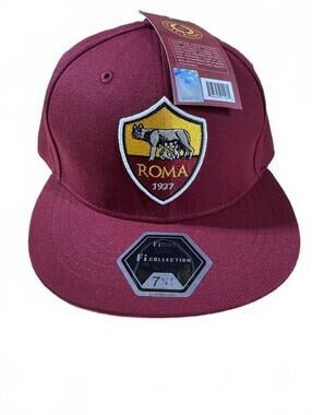 AS Roma Soccer Club Fitted Cap 7 1/4 Burgundy Hat